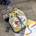 DG Print Crespo Bucket Bag Multicolor With Branded Plate For Women DG Bag