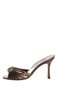 Manolo Blahnik Olive Embossed Exotic Leather Mules SZ 39