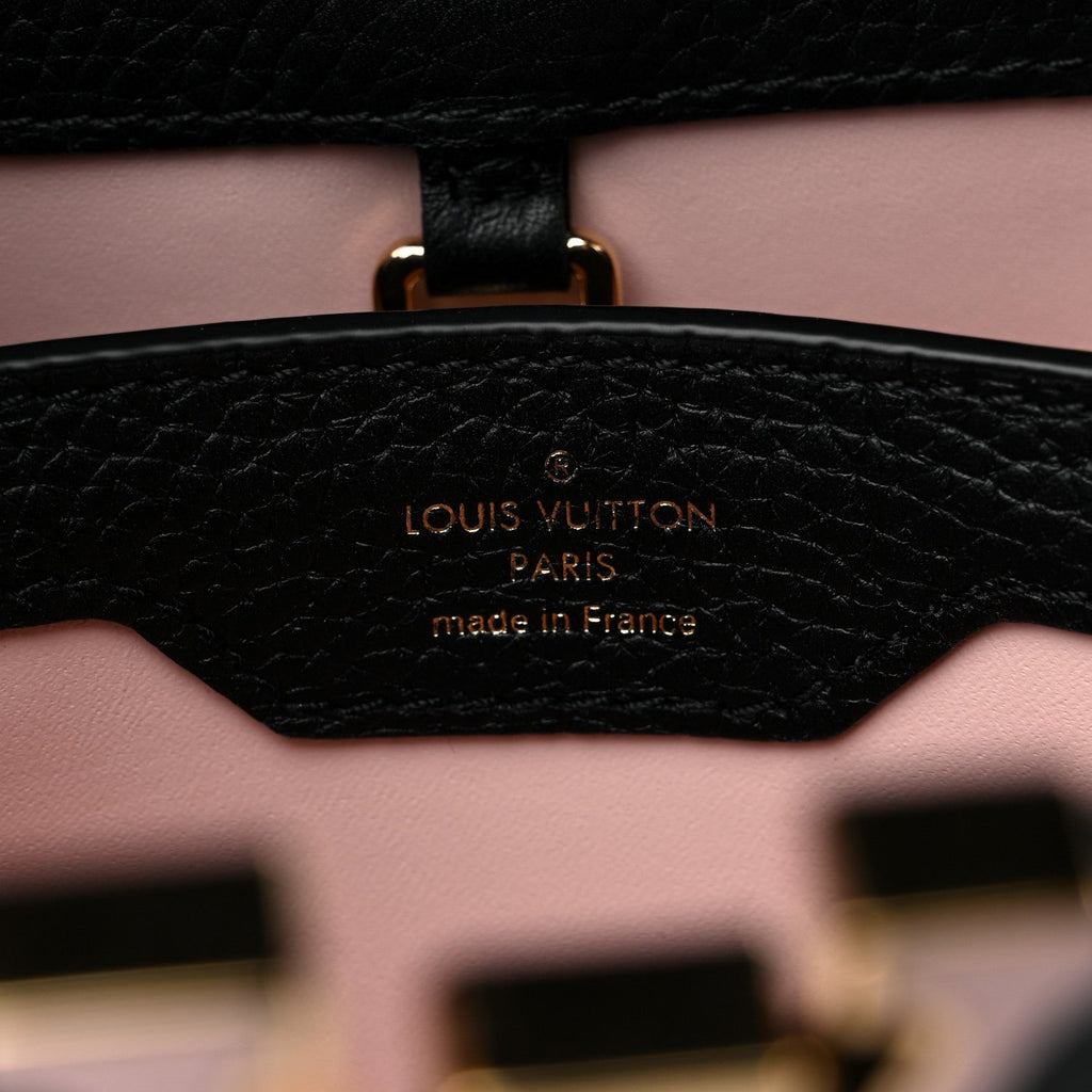 LOUIS VUITTON Taurillon Enamel Chain Capucines Mini Black Multicolor