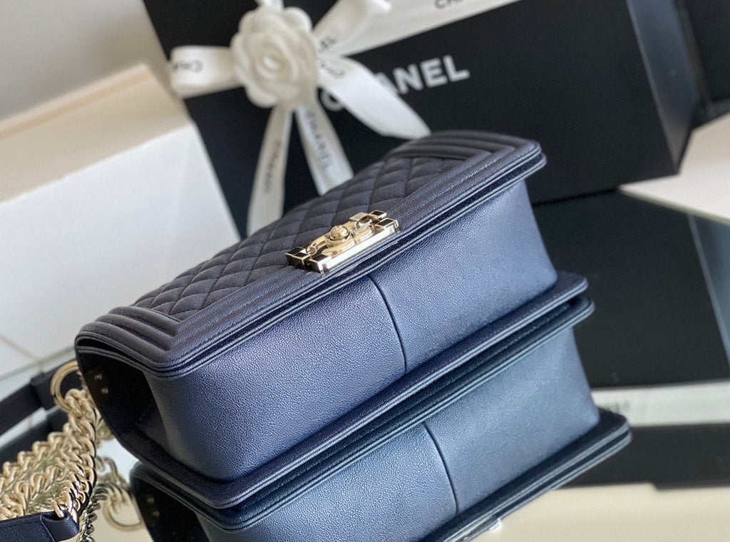 CHLMedium Boy Handbag Dark Blue For Women 9.8in/25cm A67086