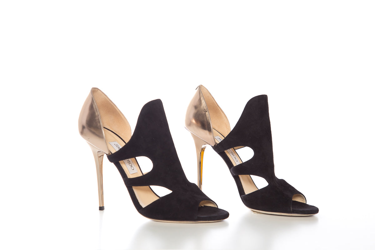 Jimmy Choo Gold and Black Heels SZ 40