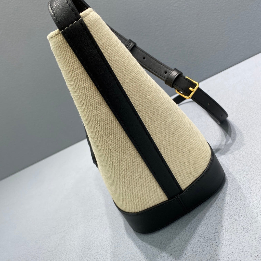 GLAMI Small Bucket Cuir Triomphe In Textile Beige/Black For Women 9in/22cm