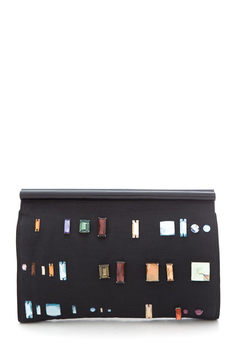 Dries Van Noten Black Multicolor Jeweled Clutch