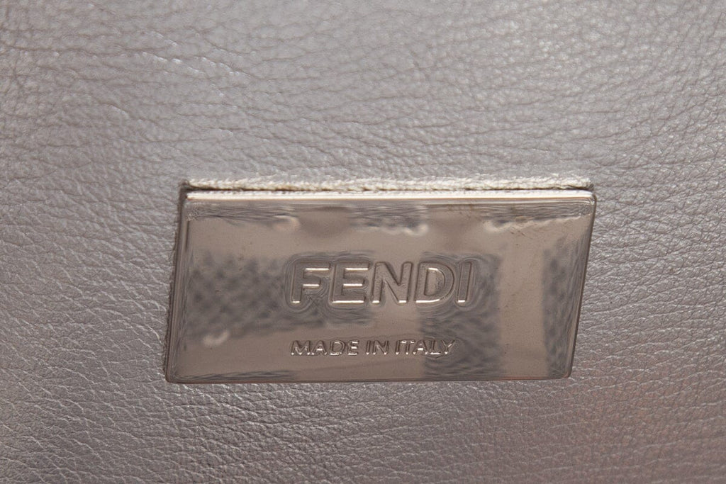 Fendi Metallic Silver PVC Vitello Catalan Mirror Sequins FF Shoulder Bag