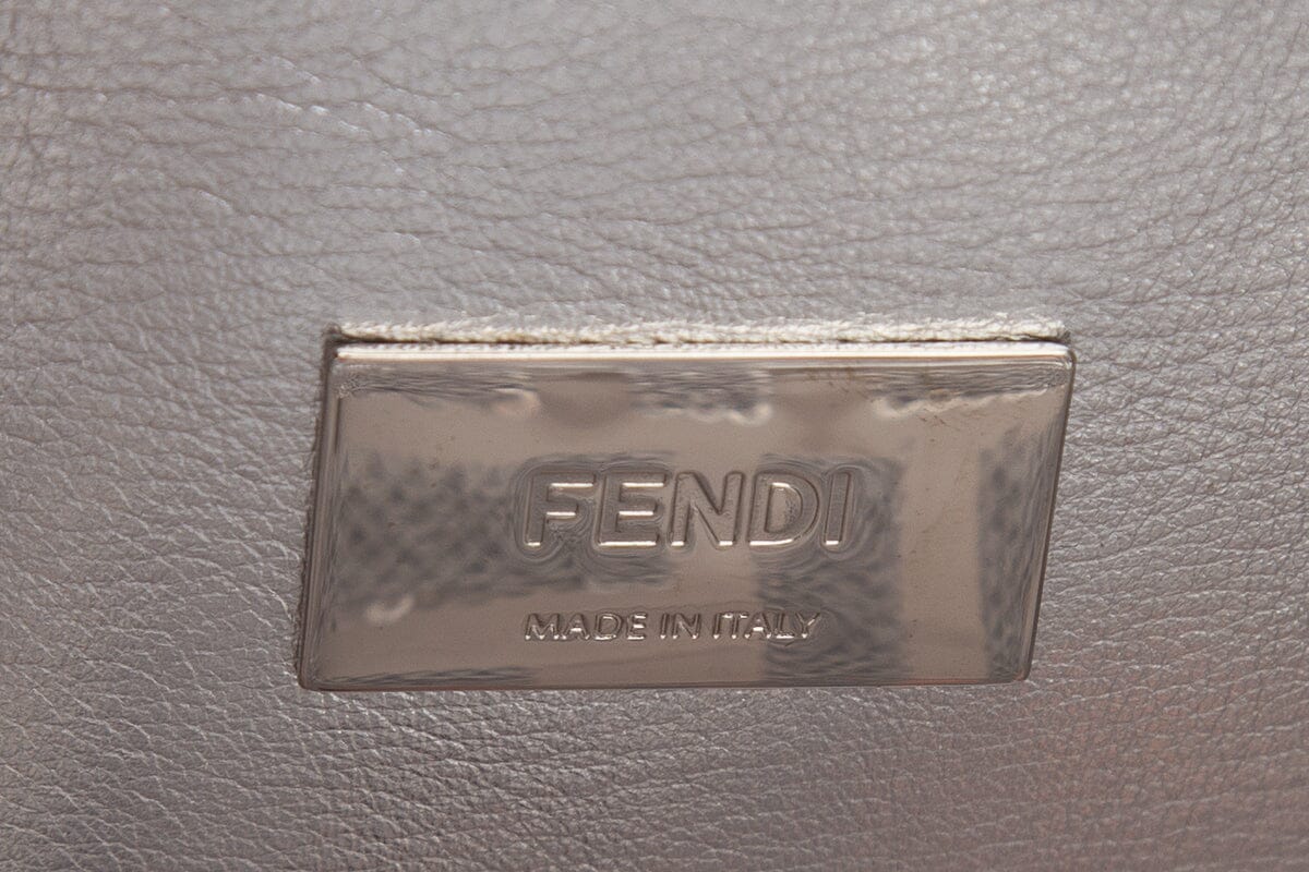 Fendi Metallic Silver PVC Vitello Catalan Mirror Sequins FF Shoulder Bag