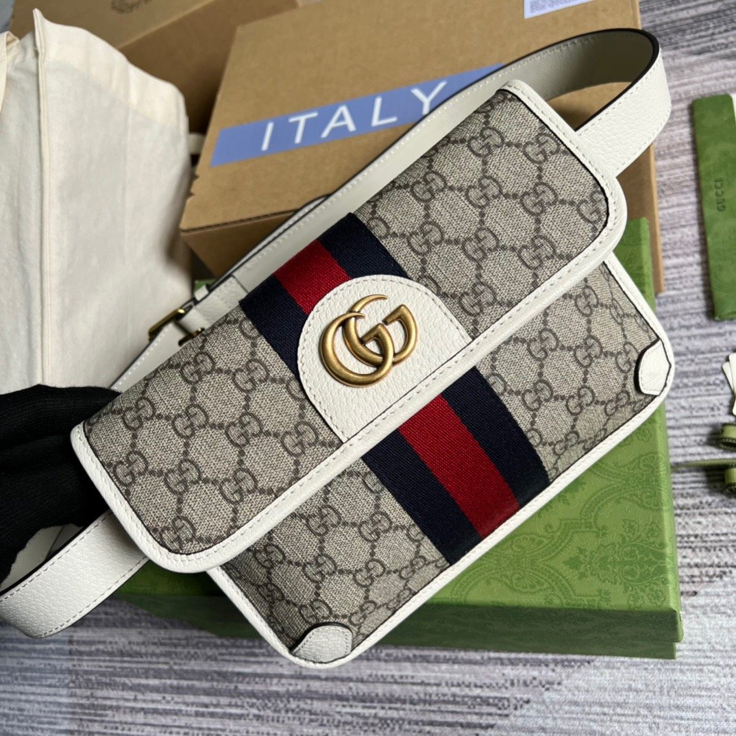 Glami OphiGLAMIa Belt Bag Beige And Ebony Glami Supreme Canvas, A Material With Low Environmental Impact For MenÃ‚Â  8.7in/22cm Glami 674081 96IWT 9794