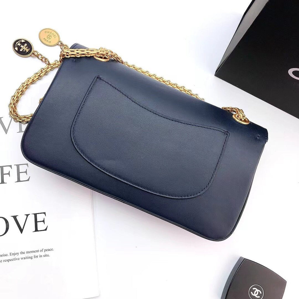 CHLMaroon Medallion Nude Reissue 2.55 Classic 225 Flap Navy Blue Bag For Women 24cm/9.4in