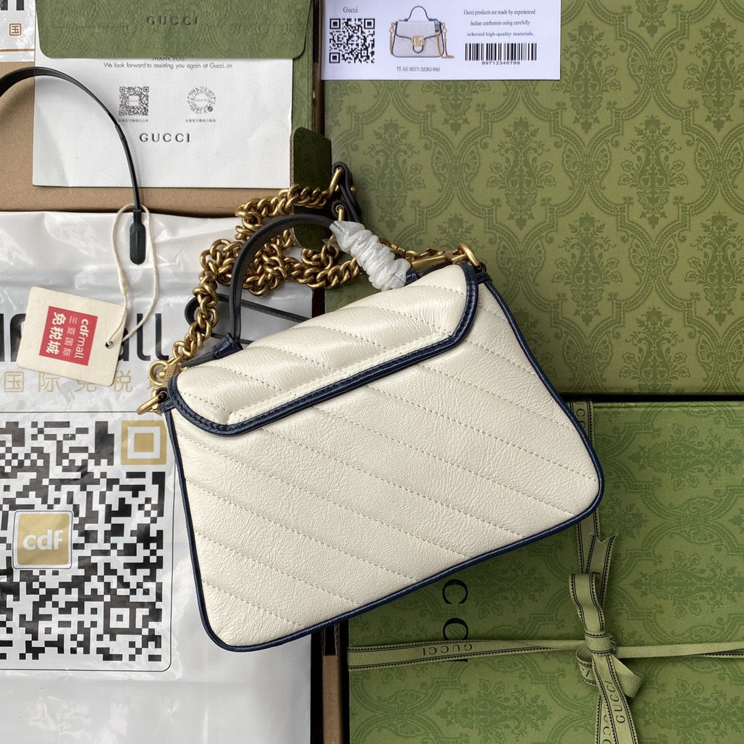 Glami Marmont Mini Top Handle Bag White For Women 8in/21cm 583571-0OLFX-9085