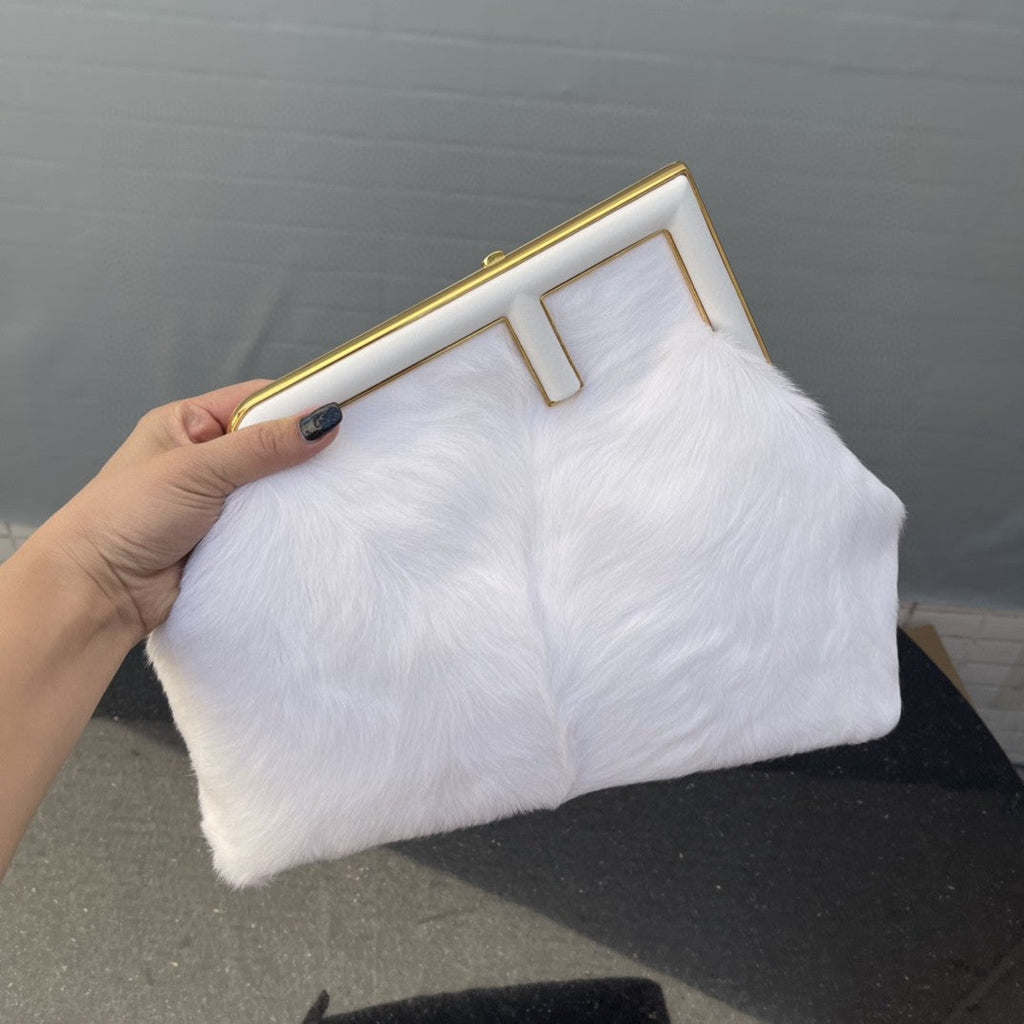 FI First MeGLAMIum White Fox Fur Bag For Woman 32.5cm/13in