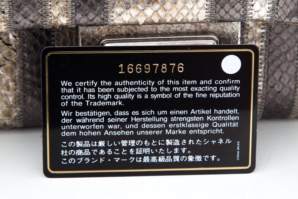 Chanel Gold & Gray Python 2012 Handbag