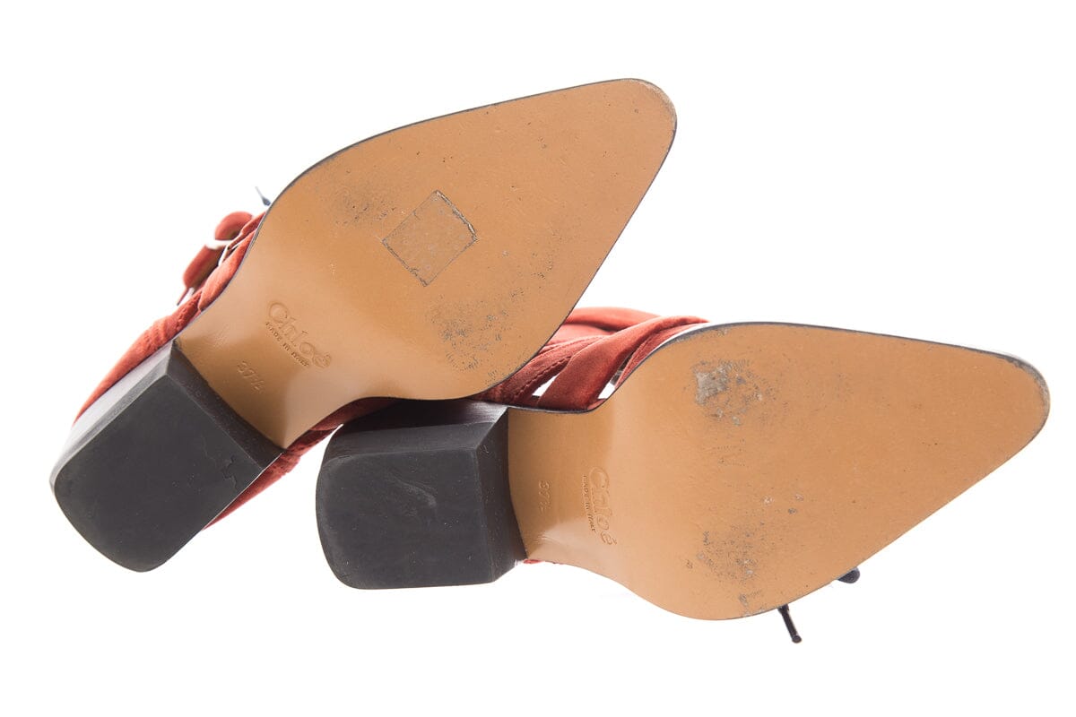 Chloe Red Velvet Rylee Cut Out Booties SZ 37.5