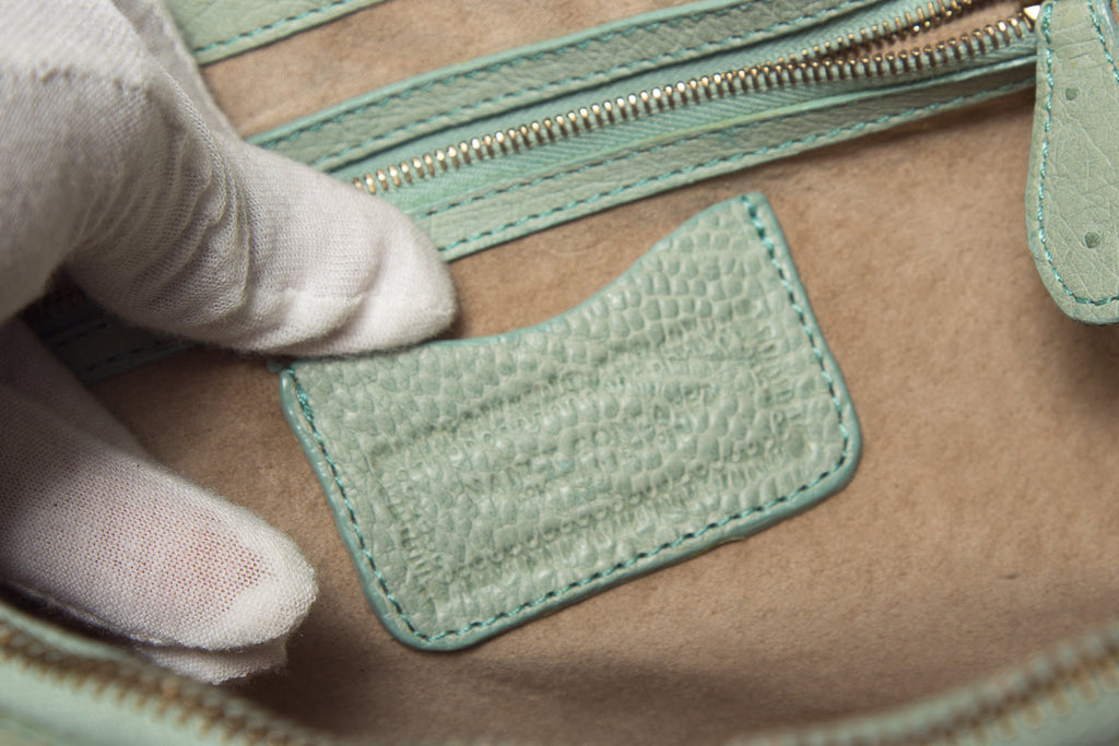 Nancy Gonzalez Sage Green Ostrich Rectangle Cross-Body