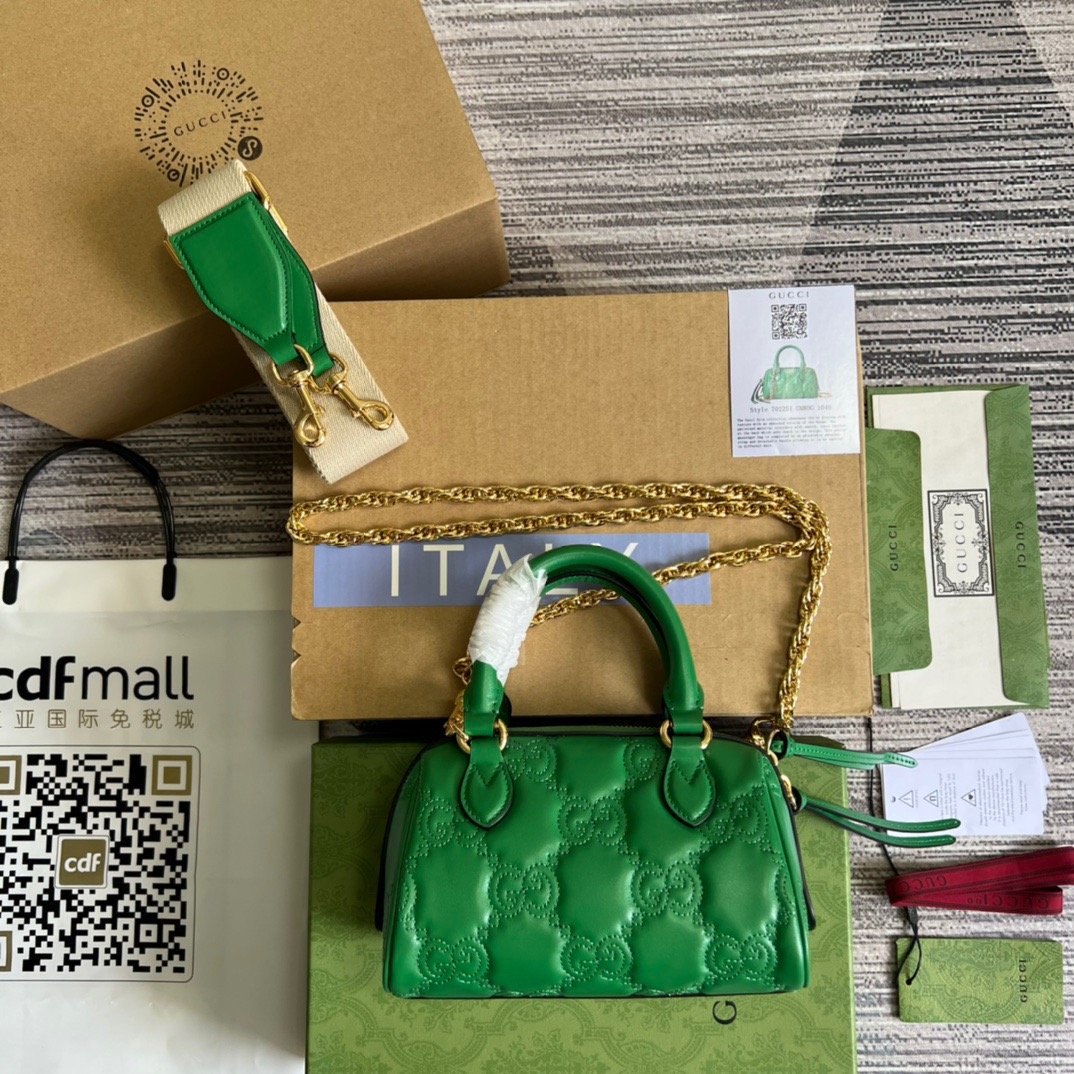 gg Matelasse Top Handle Bag Green For Women, Women’s Bags 7.5in/19cm gg 702251 UM8HG 3389