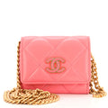 CHANEL Pending CC Card Holder on Chain Quilted Lambskin