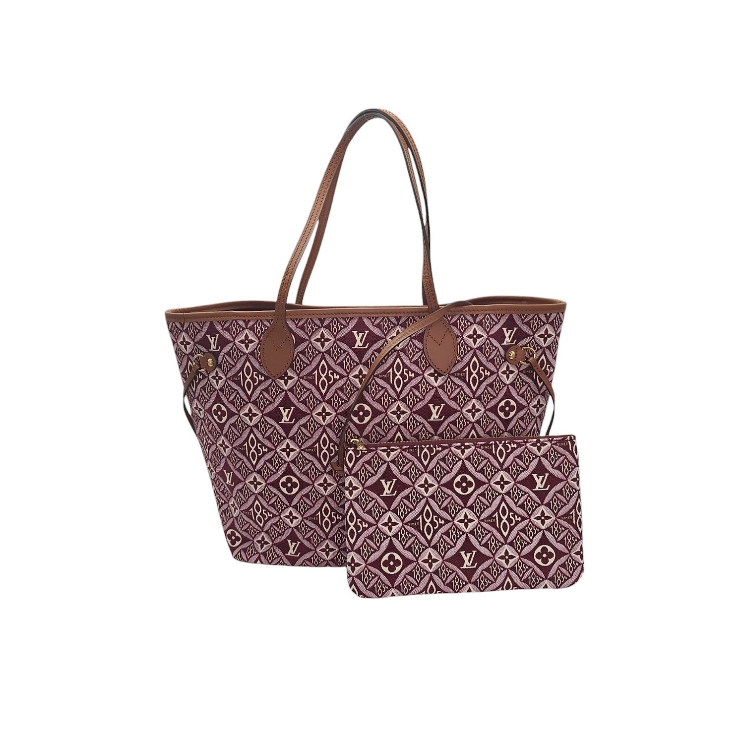 Louis Vuitton Jacquard Since 1854 Neverfull MM Tote w/ Pouch Bordeaux