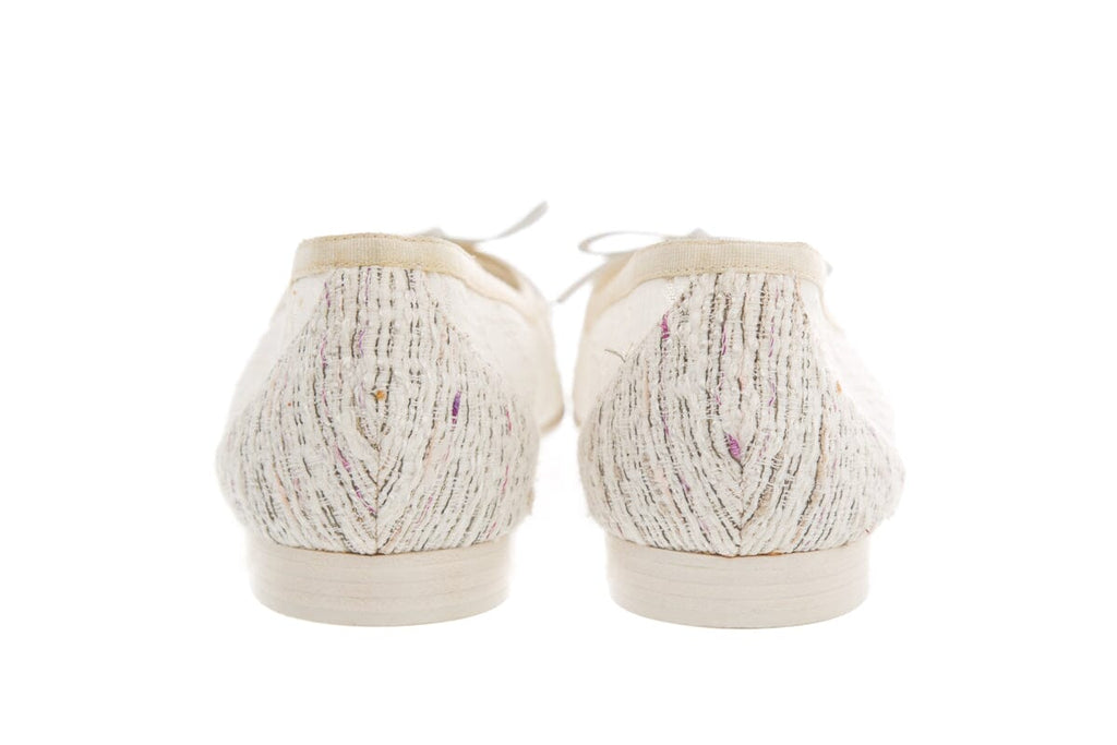 Chanel Cream Lace & Tweed Flats SZ 37