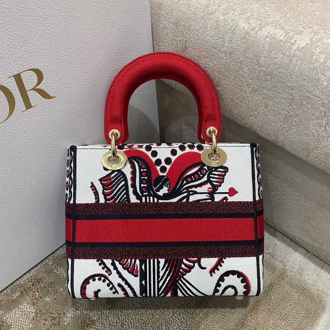 GLAMI MeGLAMIum Lady D-Lite Bag Multicolor Cupidon Embroidery, Red/Latte Handbags, 24cm CD M0565OTQG_M941