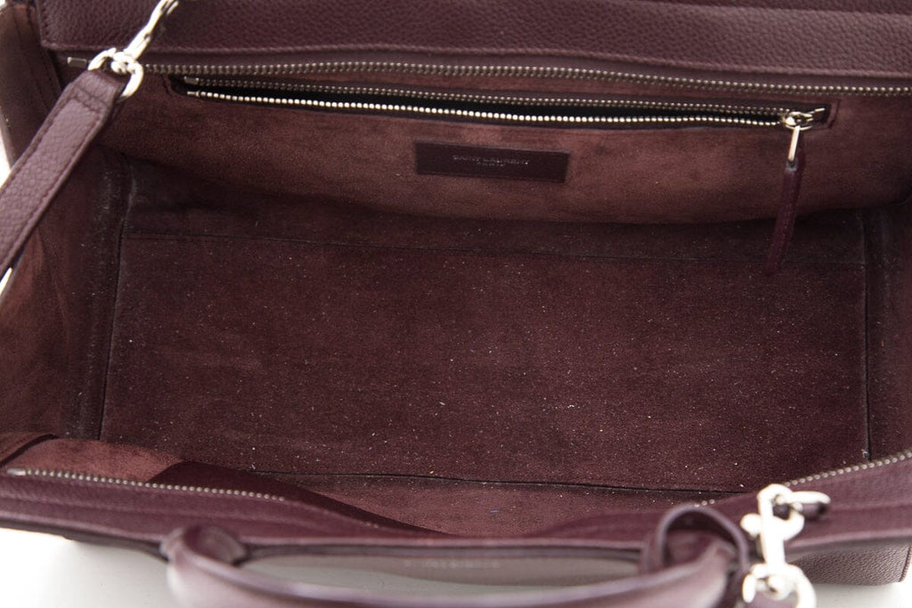Saint Laurent Baby Cabas Burgundy Tote