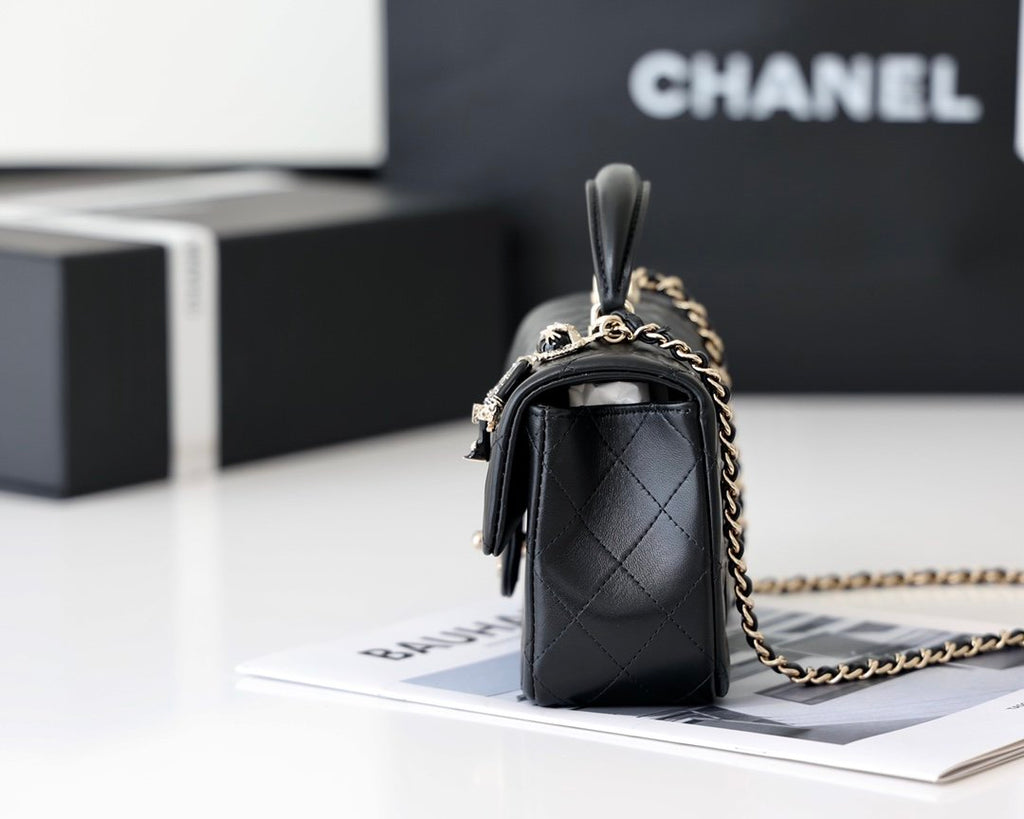 CHLMini GlamIapbag With Top Handle Black For Women 7.8in/20cm