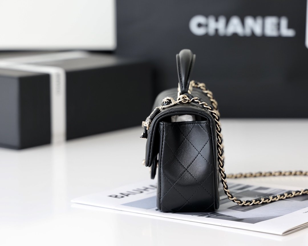 CHLMini GlamIapbag With Top Handle Black For Women 7.8in/20cm