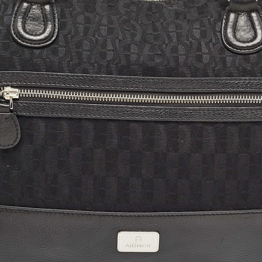 Dior Black Monogram Canvas And Leather Front Pocket Tote