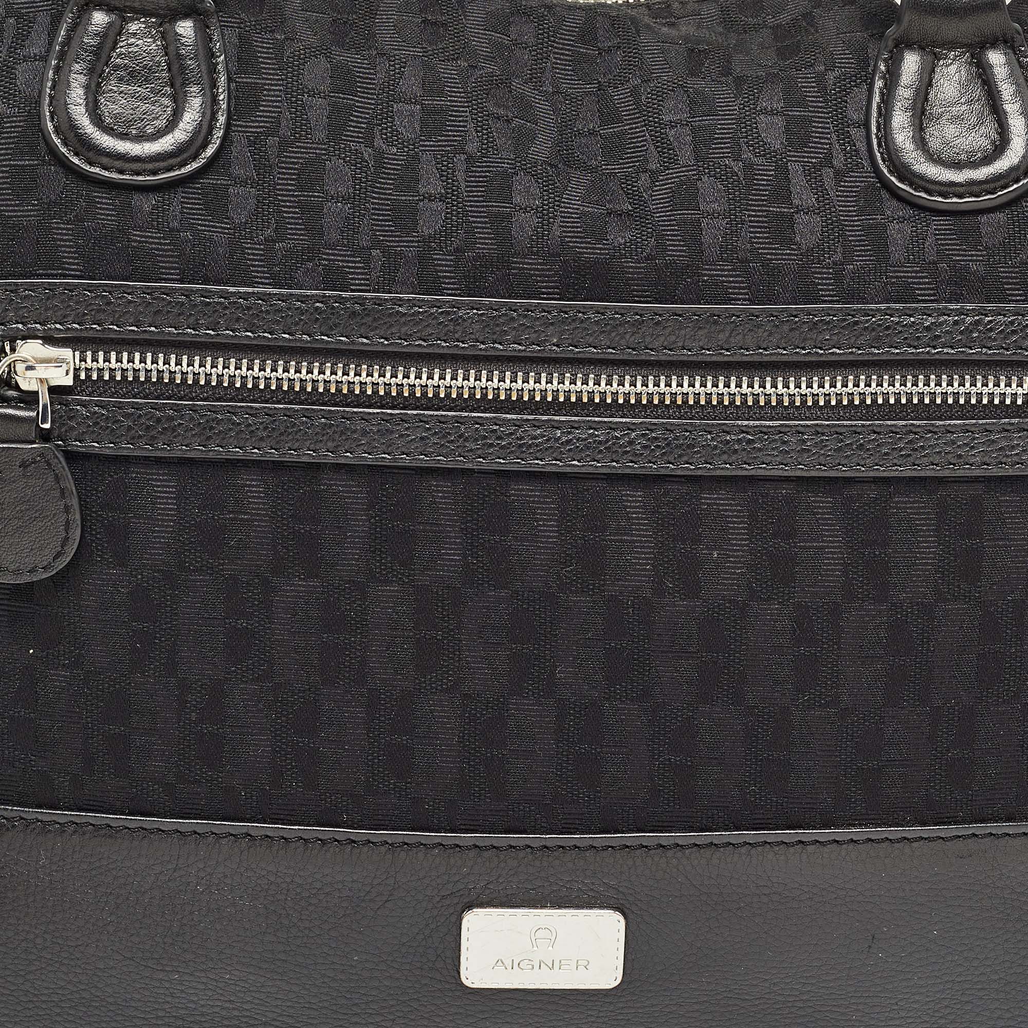 Dior Black Monogram Canvas And Leather Front Pocket Tote