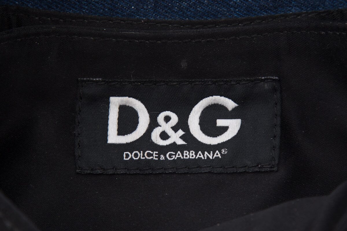 Dolce & Gabbana Denim Handbag with Large Gold Buckle Detail