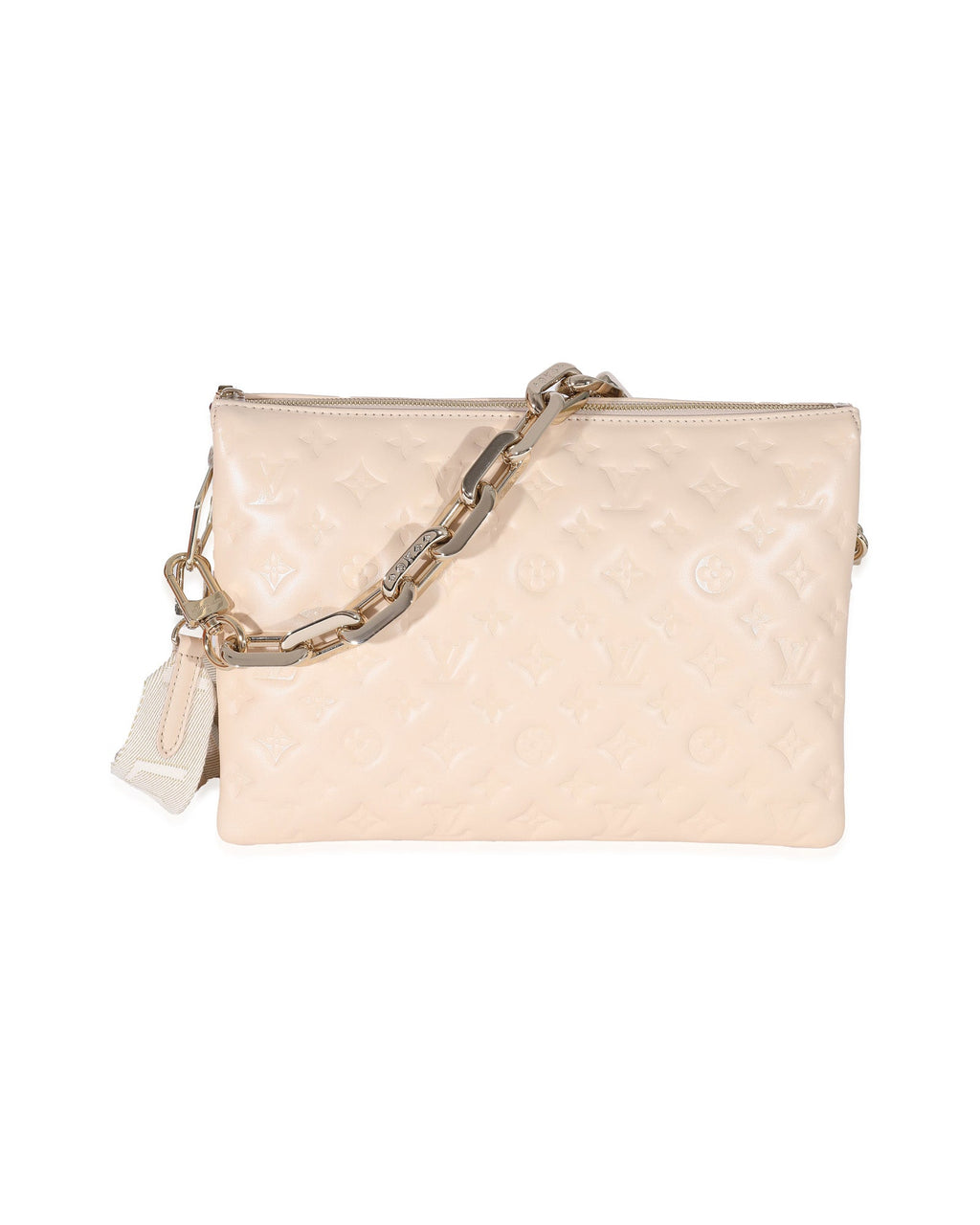 Louis Vuitton Cream Monogram Puffy Lambskin Coussin MM