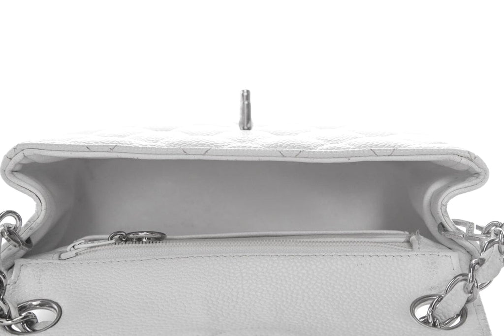 Chanel White Caviar Mini Flap SHW  Handbag
