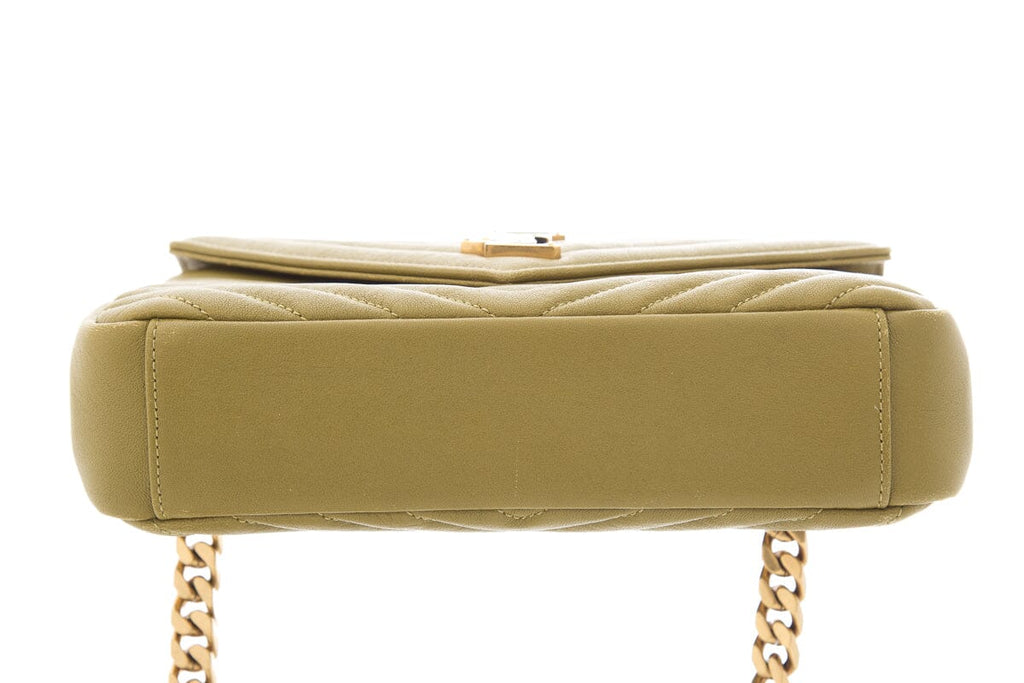 Saint Laurent Green College Chain Quilted Handbag