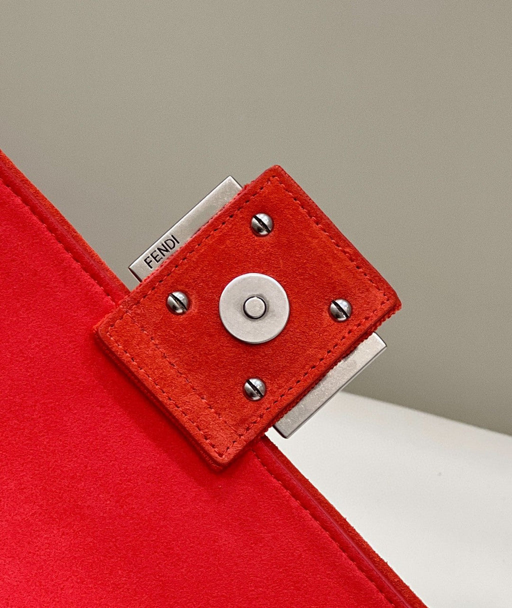 FI Baguette Chain MiGLAMI Red FF Fabric Bag For Woman 14.5cm/6in 8BR793AHW5F1F2I