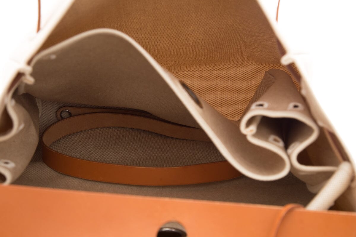 HermÃƒÆ’Ã‚Â¨s Brown Toile Herbag Backpack/ Handbag