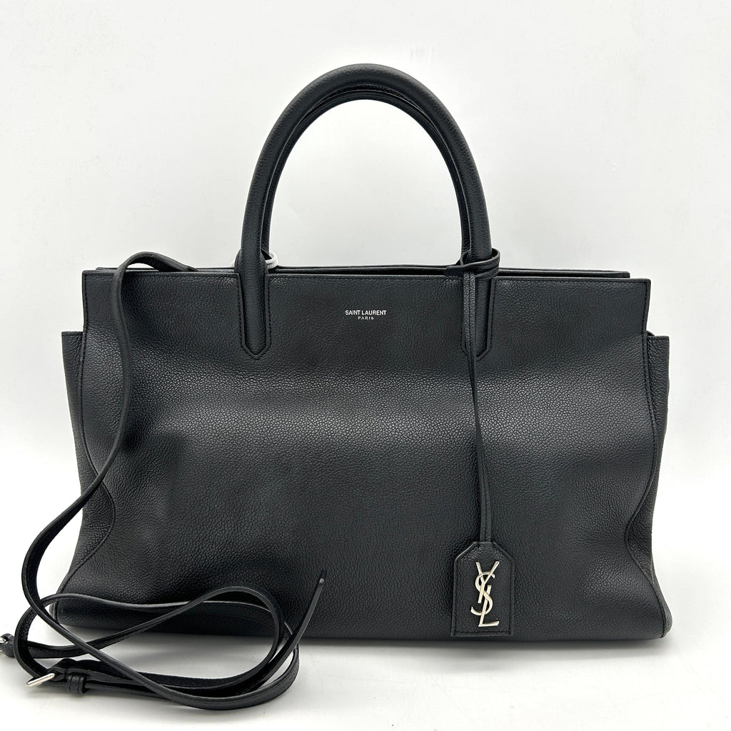 SAINT LAURENT Grained Calfskin Small Cabas Rive Gauche Black LA13279