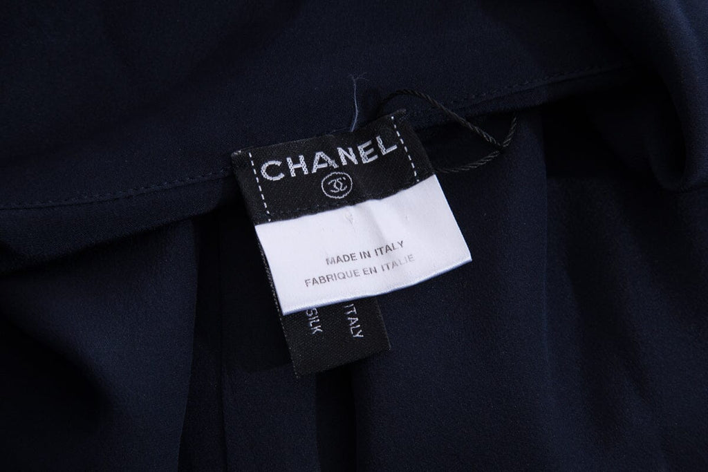 Chanel Midnight Silk Blouse SZ 40