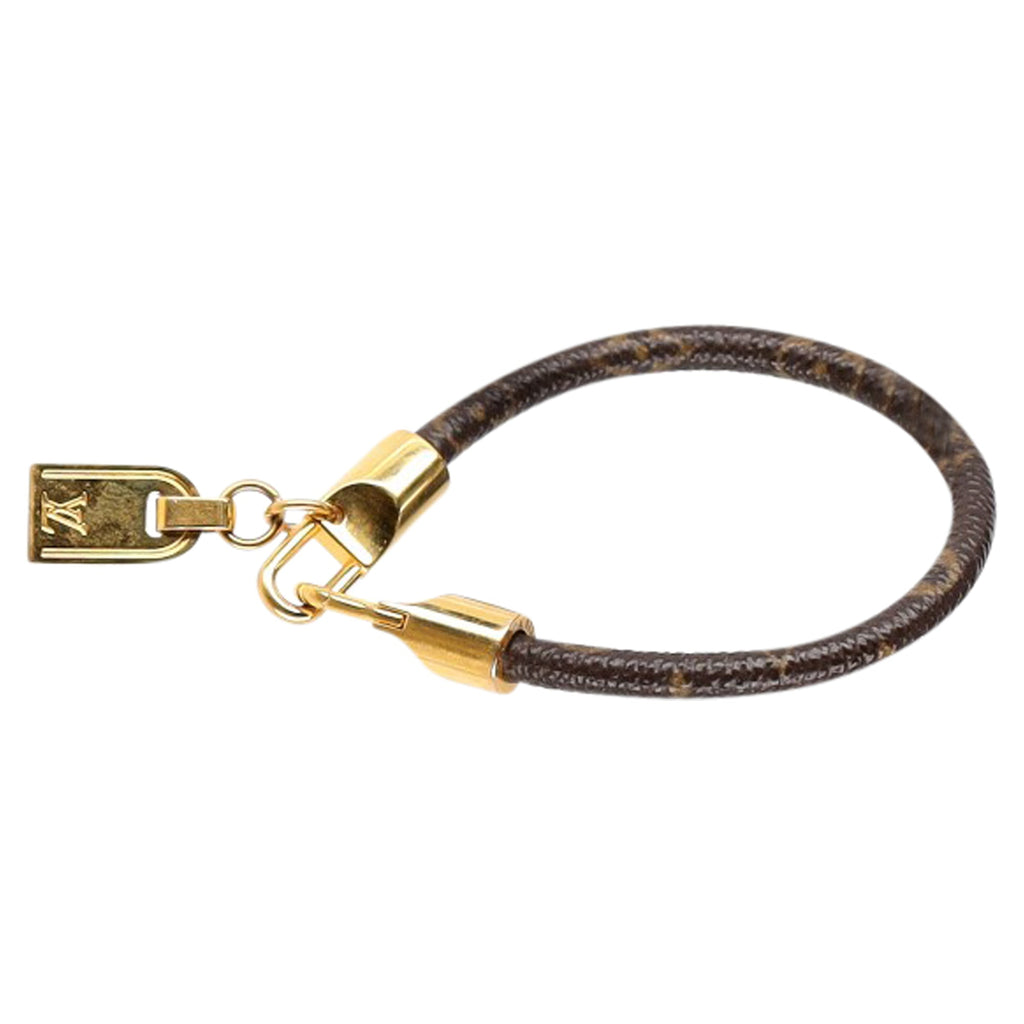 Louis Vuitton Luck It Monogram Cord With Metallic Gold Pendant Bracelet in Brown Coated Canvas