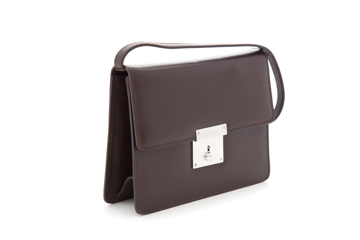 Valextra Brown Leather Mini Shoulder Handbag