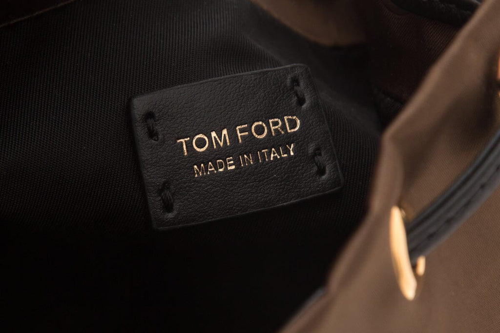 Tom Ford Brown Satin Nylon Chain Bucket Bag