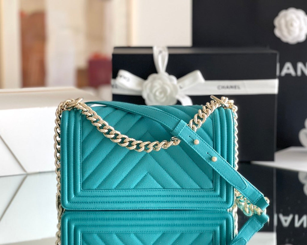 CHLMedium Boy Handbag Blue For Women 9.8in/25cm A67086