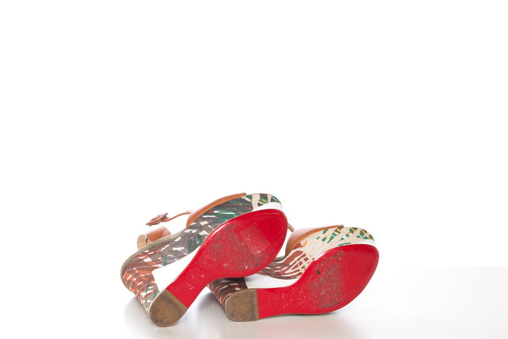 Christian Louboutin Green Multi Wedge SZ 37.5
