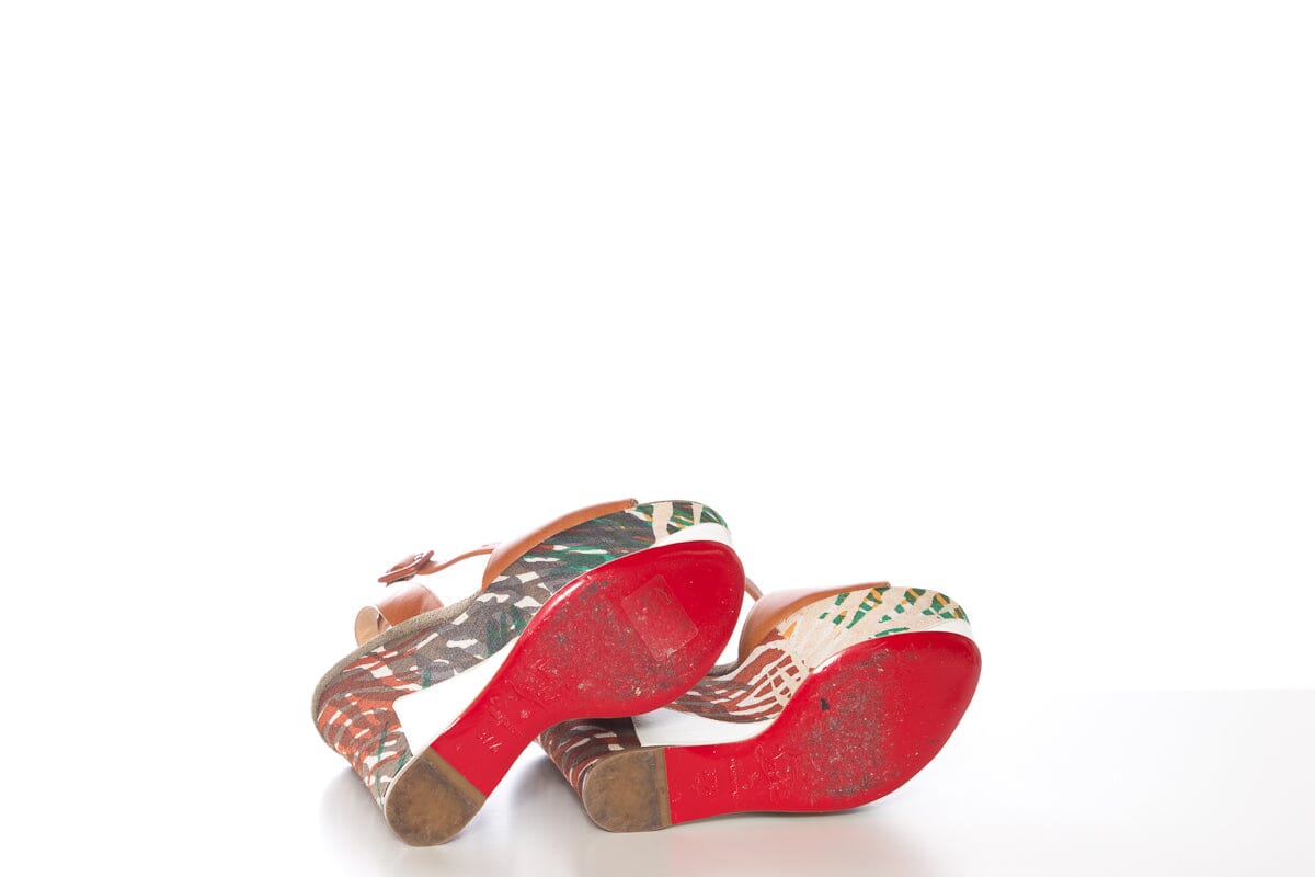 Christian Louboutin Green Multi Wedge SZ 37.5