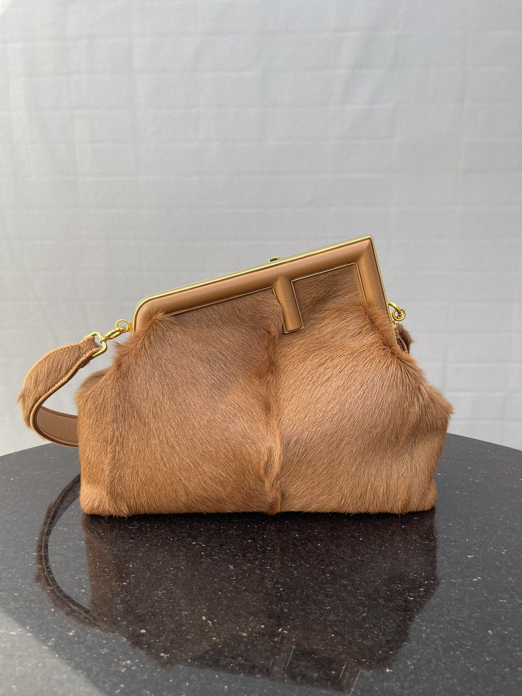FI First MeGLAMIum Brown Fox Fur Bag For Woman 32.5cm/13in