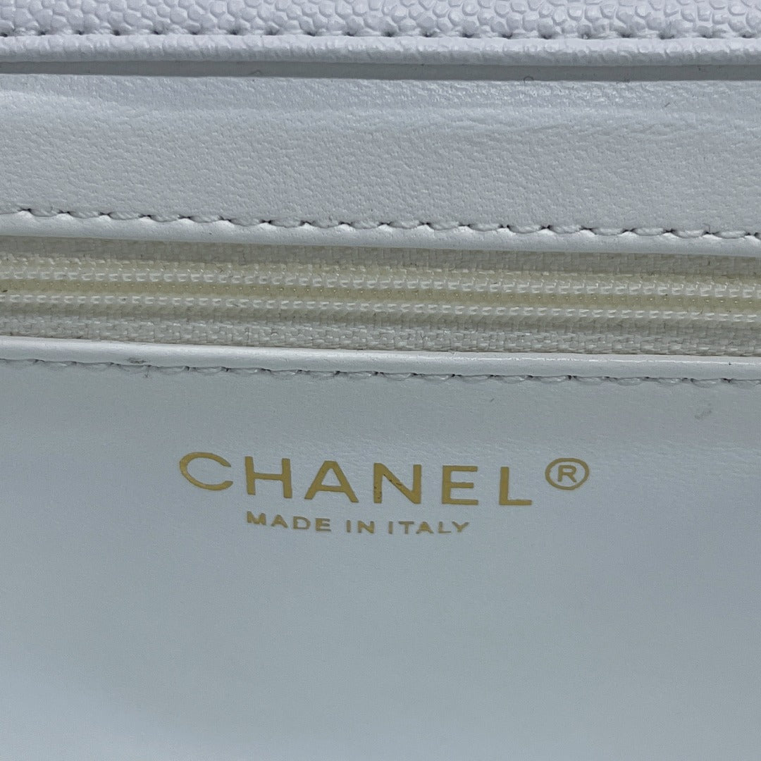 CHLMini Flap Bag Top Handle White For Women 7.5in/19cm