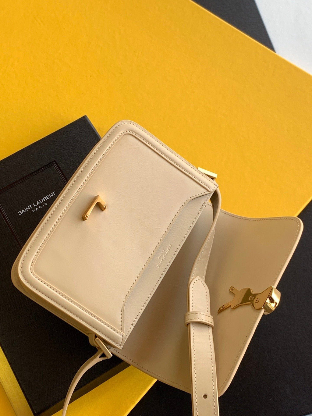 GLAMI Solferino Small Satchel Bag Beige In Box With Gold Hardware 7.4in/19cm YSl 6343060SX0W9207