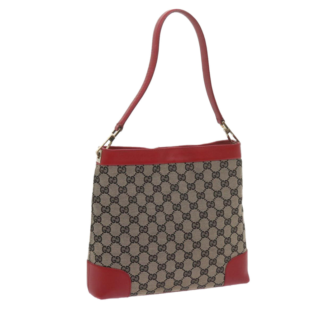 GUCCI GG Canvas Shoulder Bag Beige Red 001 4231 60012