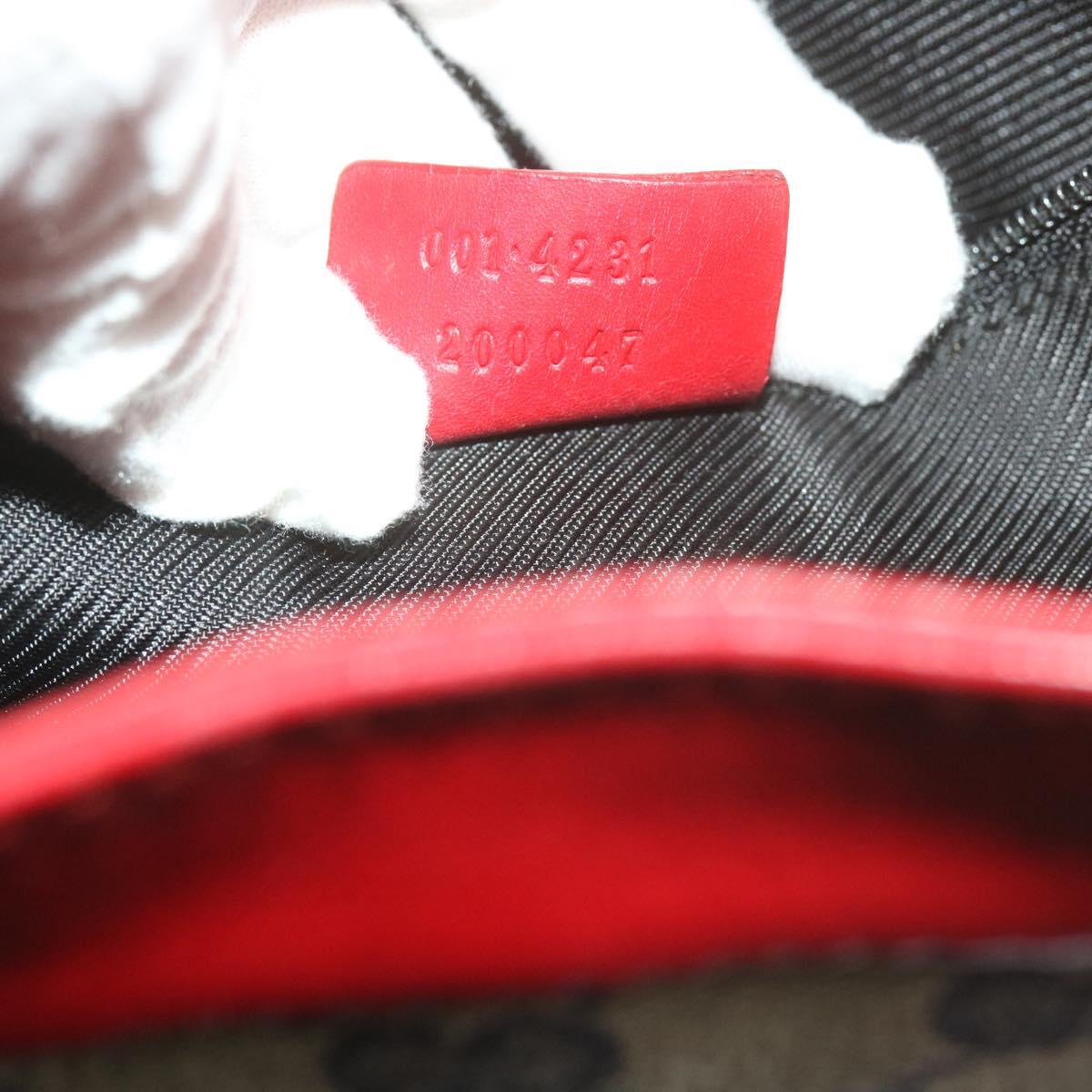 GUCCI GG Canvas Shoulder Bag Beige Red 001 4231 60012