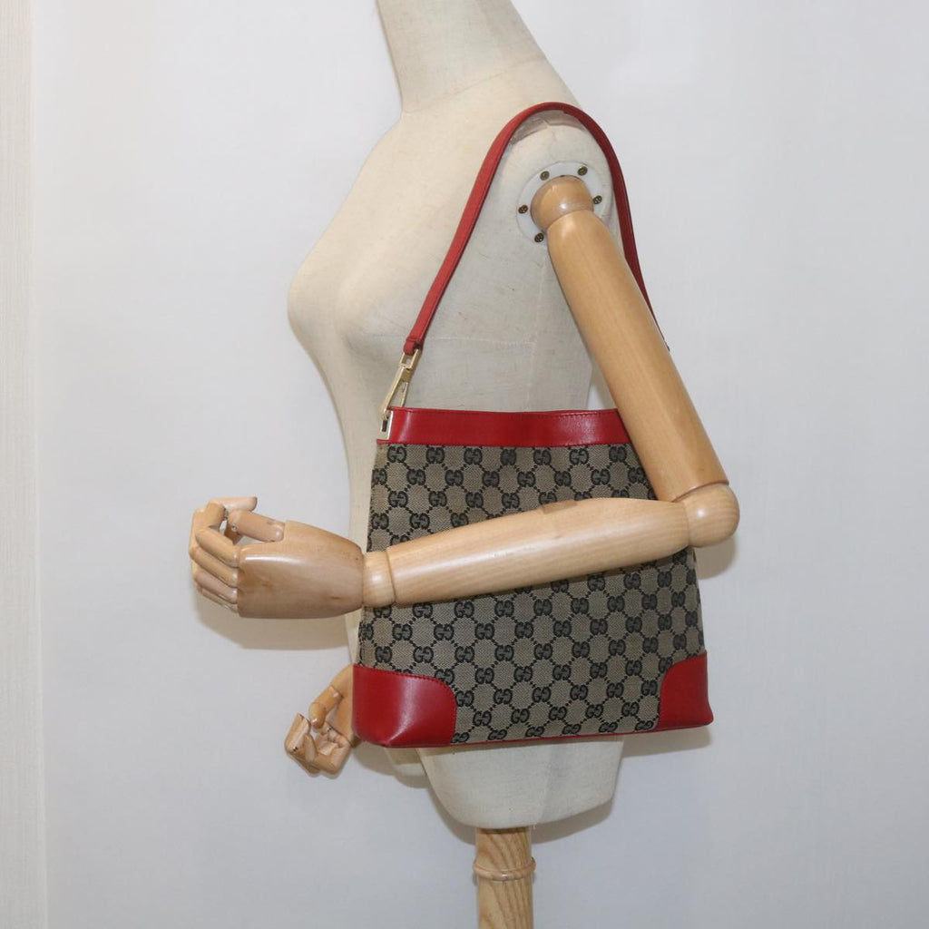 GUCCI GG Canvas Shoulder Bag Beige Red 001 4231 60012