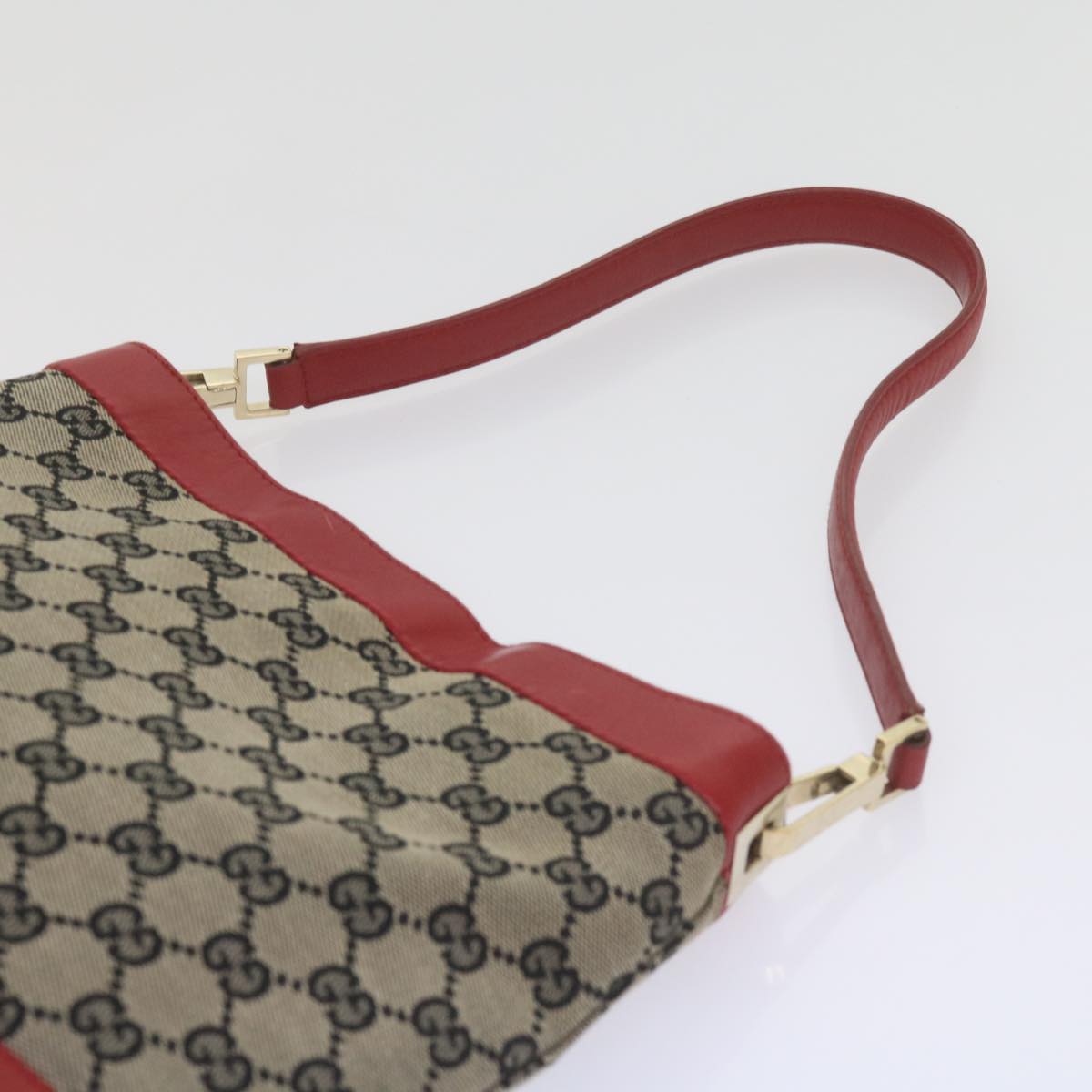 GUCCI GG Canvas Shoulder Bag Beige Red 001 4231 60012