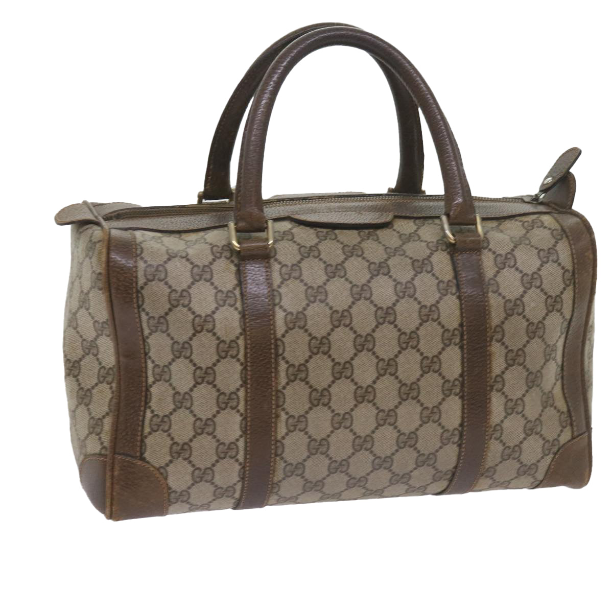GUCCI GG Supreme Boston Bag PVC Leather Beige 60015