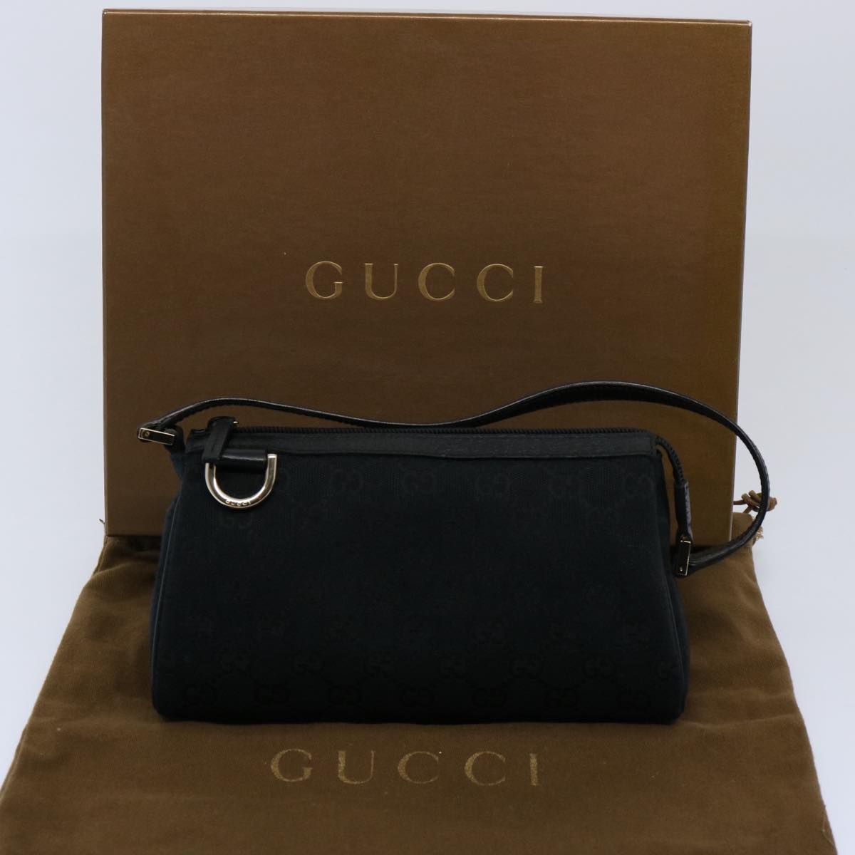 GUCCI GG Canvas Pouch Black 145750 60060A