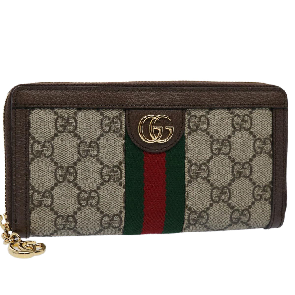 GUCCI GG Offdia Web Sherry Line Long Wallet Beige Red Green 523154 60075S
